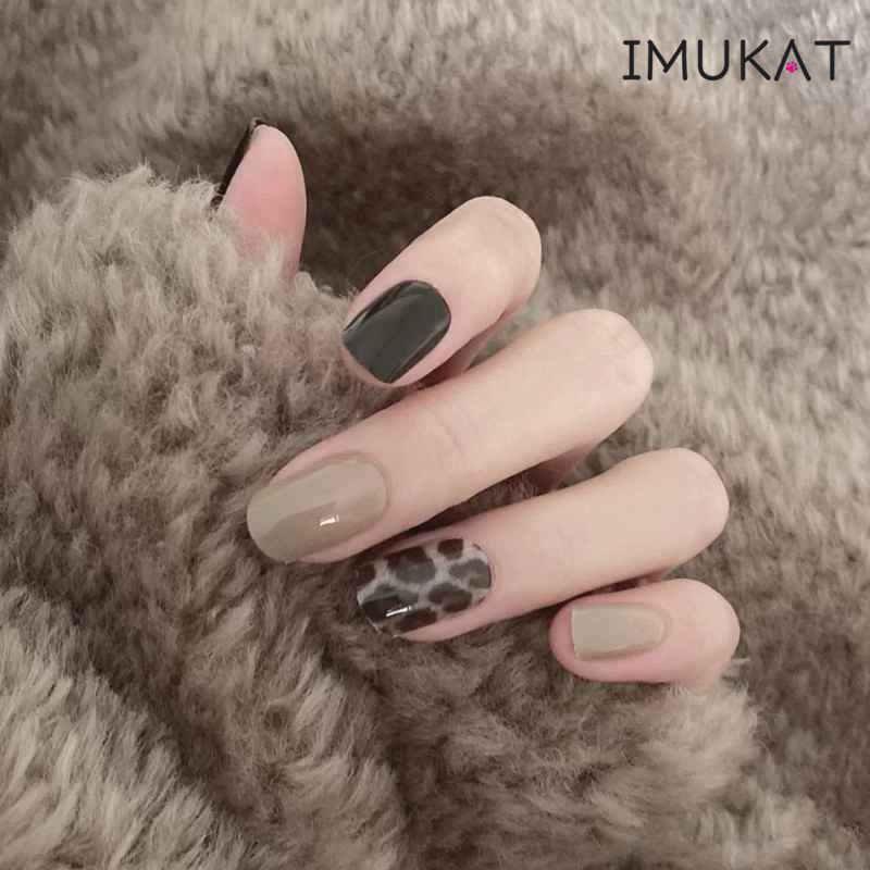 ネイルチップ かわいい 秋冬 カーキ 豹柄 結婚式 個性 時短ネイル 貼るネイル 大人っぽい つけ爪 Na134 Imukat 通販 Yahoo ショッピング