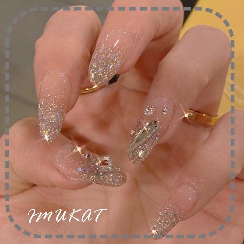 ネイルチップ キラキラ 飾り付け ロング 宝石 送料無料 大人気 付け爪 つけ爪 貼るネイル 結婚式 披露宴 成人式接着剤 研磨紙 チップ つけ爪 女子 Na8 Imukat 通販 Yahoo ショッピング