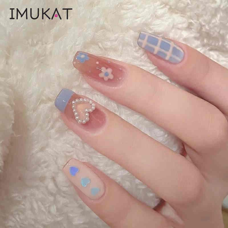 ネイルチップ 春 可愛い パール ハート バレンタインデー 結婚式 個性 時短ネイル 貼るネイル 大人っぽい つけ爪 Nk003 Imukat 通販 Yahoo ショッピング