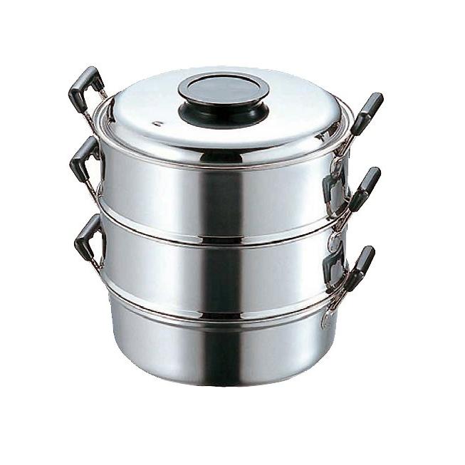 丸型 ステンレス 3段 蒸し器 29cm 電磁調理器（IH）対応 日本製