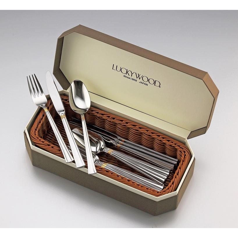 ラッキーウッド〈エメラルド金彩〉シリーズステンレス18-10 23本セット