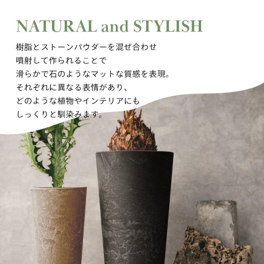 amabro アートストーン 鉢＆受皿セット プランター M 鉢 8-9号
