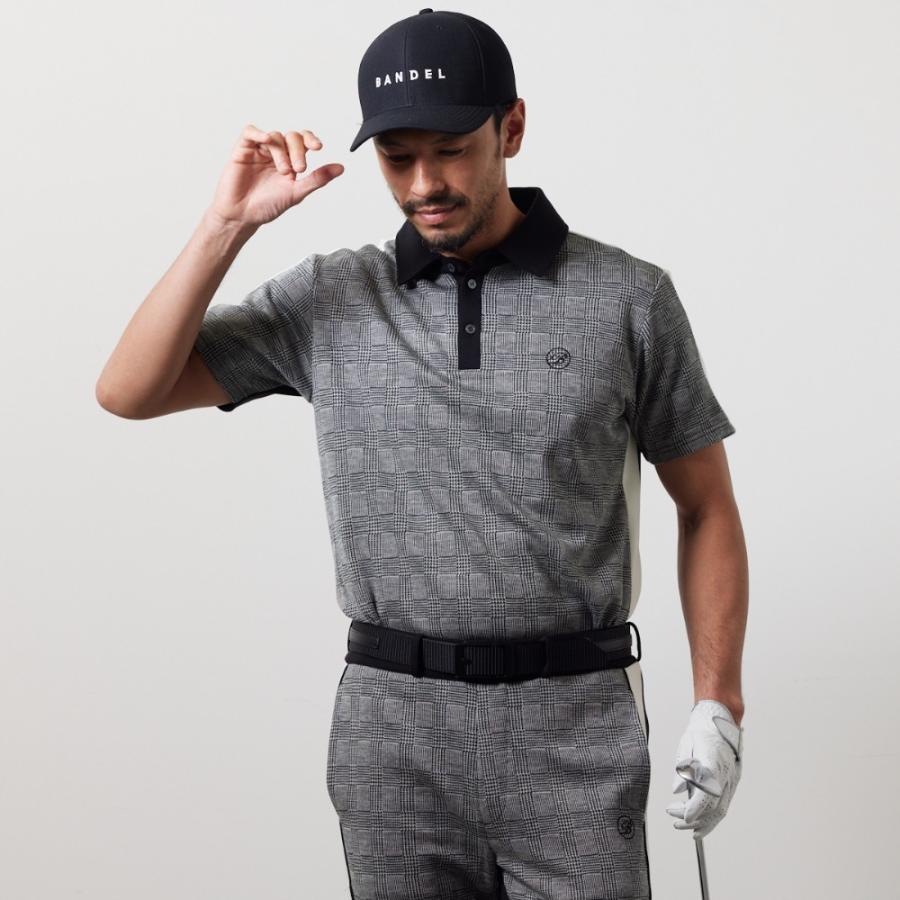 BANDEL GOLF ポロシャツ Lサイズ 黒/白/灰色 BANDEL（バンデル） ポロシャツ GLEN CHECK BICOLOR S/S POLO SHIRTS