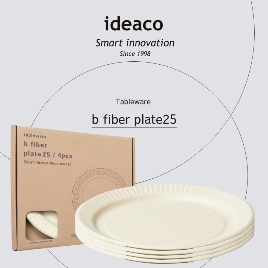 ideaco（イデアコ） b fiber プレート 25cm 同色4枚入 まるで紙皿 割れ