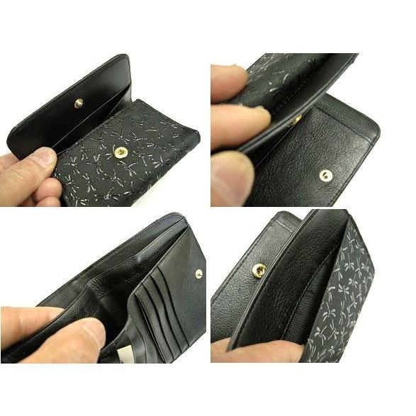印伝 二つ折り財布（ボックス型小銭入れ付き） トンボ柄 レッド 鹿革 いんでん |  | 04
