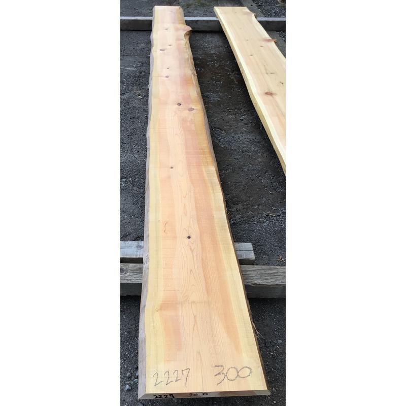 国産桧 耳付き無垢板 節あり 4000×40×300ミリ NO.2227【全国配送不可 