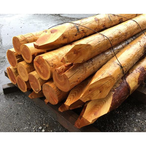 からまつ杭（くい）先突け 長さ2M 径150ミリ 1本【宅配便出荷不可