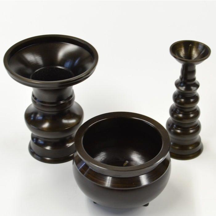 仏具 三具足  京色 Mサイズ 仏具 セット 3点セット お盆 お彼岸の画像