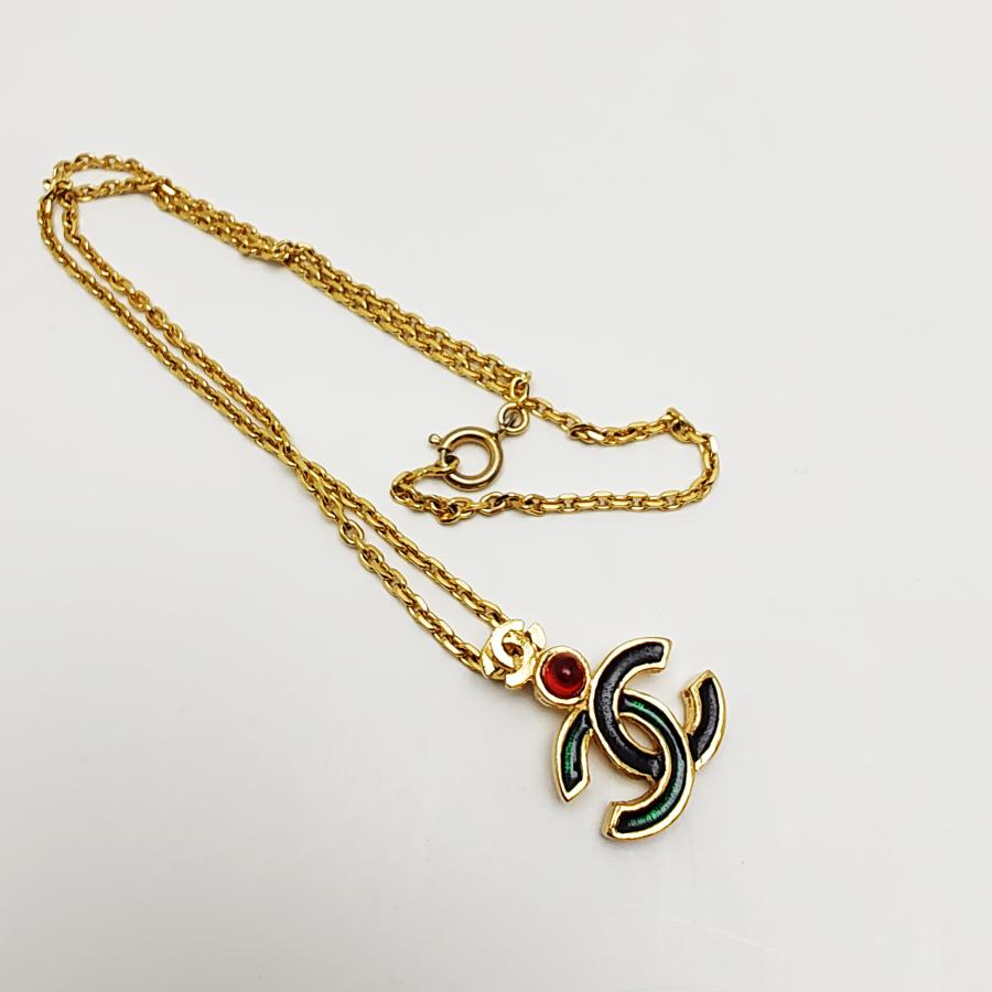 CHANEL 中古品 シャネル グリポア ネックレス カラーストーン ココ 
