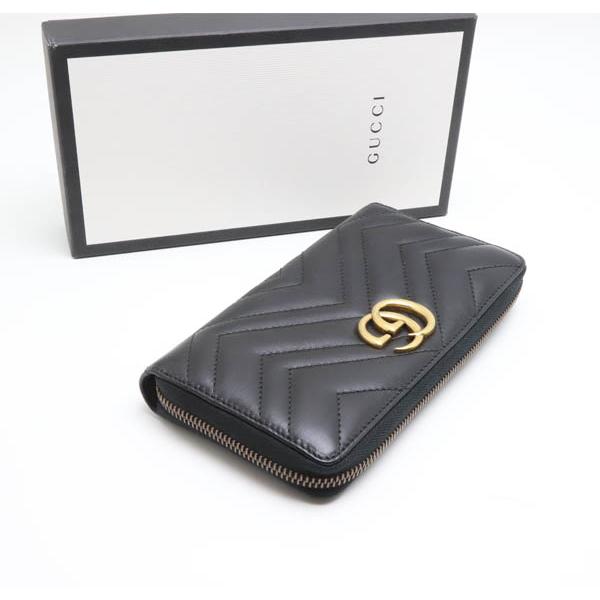 GUCCI（グッチ） 中古品 GGマーモント ラウンドファスナー ブラック