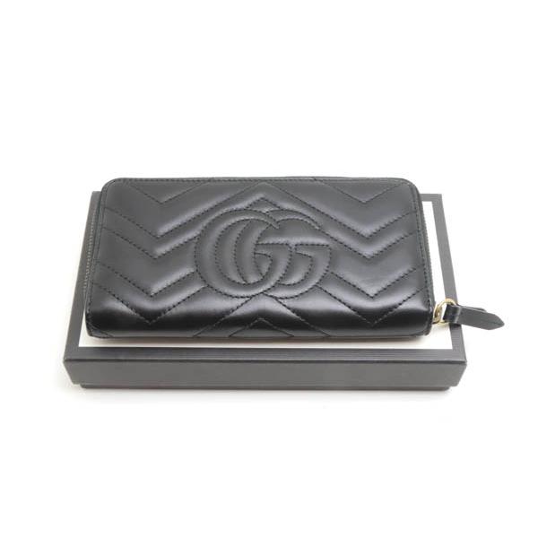 GUCCI 中古品 グッチ GGマーモント ラウンドファスナー ブラック  
