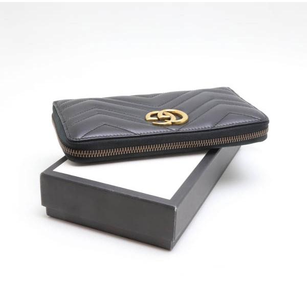 GUCCI（グッチ） 中古品 GGマーモント ラウンドファスナー ブラック