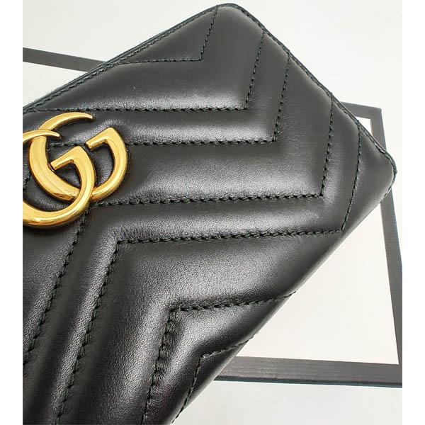 GUCCI（グッチ） 中古品 GGマーモント ラウンドファスナー ブラック