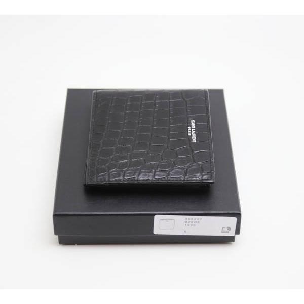 SAINT LAURENT 中古品 サンローランパリ 二つ折り財布 クロコ型 SAINT LAURENT 中古品 サンローランパリ 二つ折り財布 クロコ型