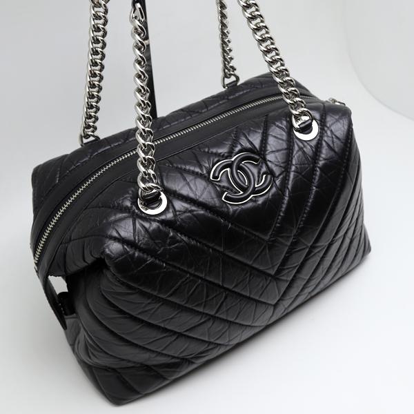 CHANELチェーンショルダーバッグ ブラックレザー シャネル CHANEL ワイルドステッチ チェーンショルダーバッグ 6