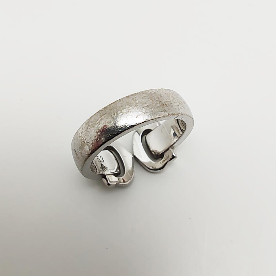 中古品 カルティエ 2C リング AU750WG K18 ホワイトゴールド 指輪 10.3