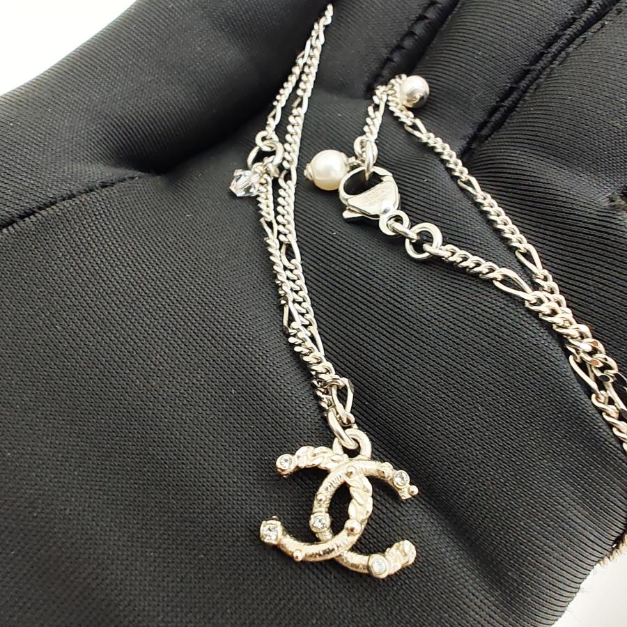 CHANEL 中古品 シャネル ココマーク ネックレス フェイクパール ライン  