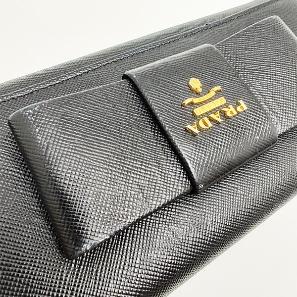 PRADA（プラダ） 中古品 二つ折り長財布 ブラック サフィアーノ ダブル