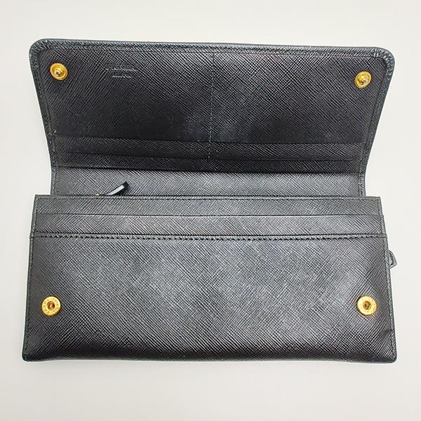PRADA（プラダ） 中古品 二つ折り長財布 ブラック サフィアーノ ダブル 