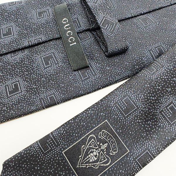 GUCCI 中古良品 グッチ ネクタイ Gモチーフ ブラック系 シルク : 稲毛