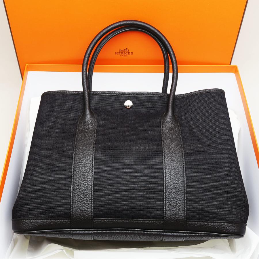 エルメス HERMES ハンドバッグ ガーデンパーティTPM W刻印 SV金具 黒