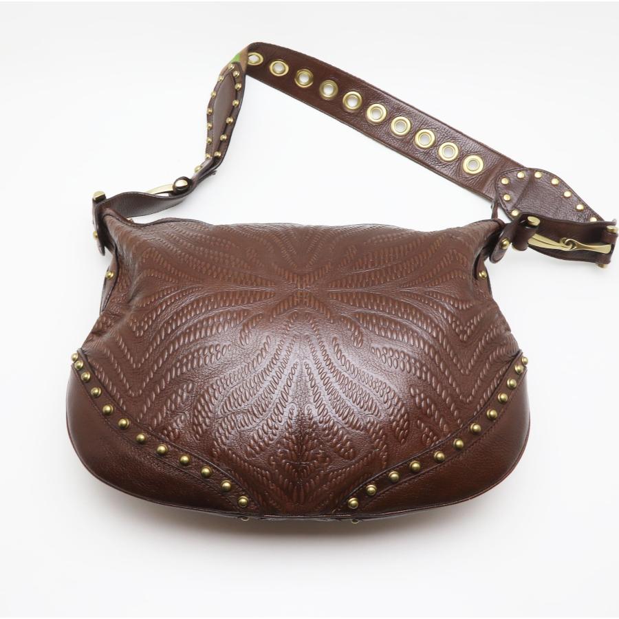 GUCCI（グッチ） 中古品 ショルダーバッグ レザー ブラウン ゴールド