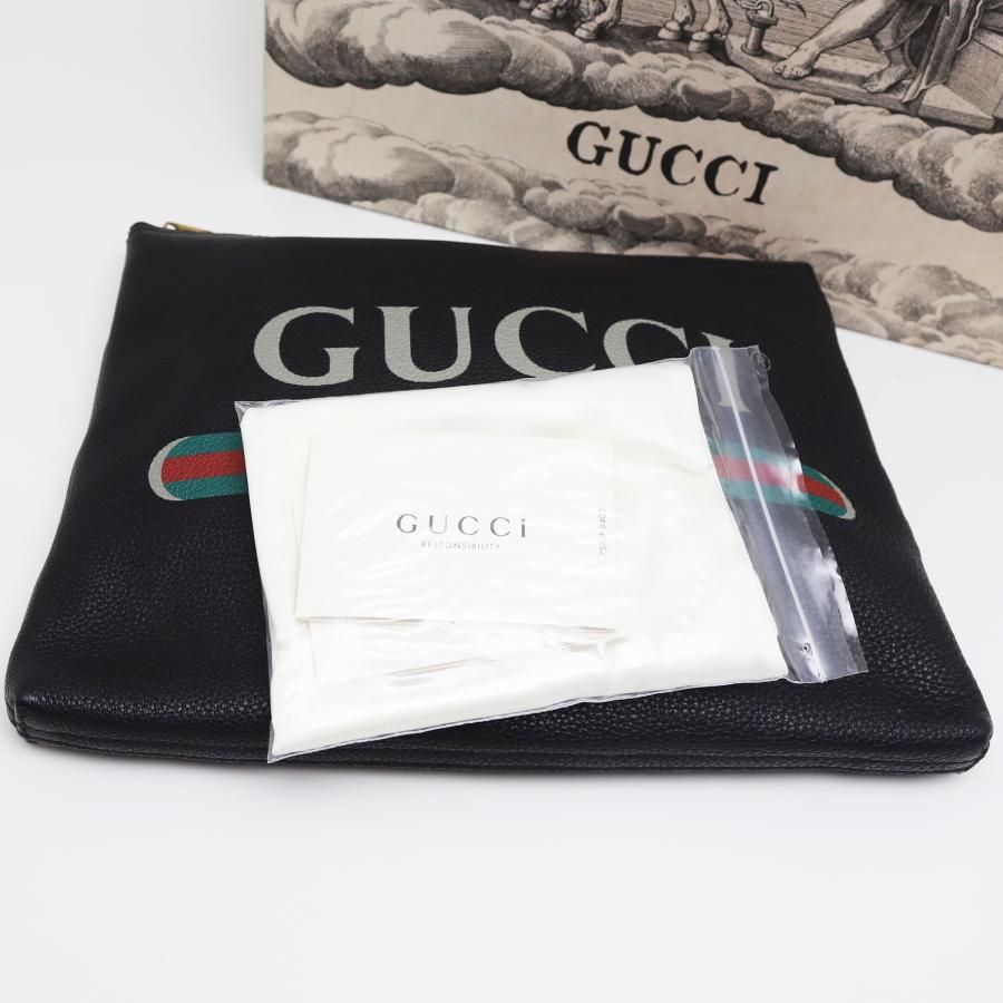 GUCCI（グッチ） 中古品 ポートフォリオ ロゴプリント クラッチバッグ 