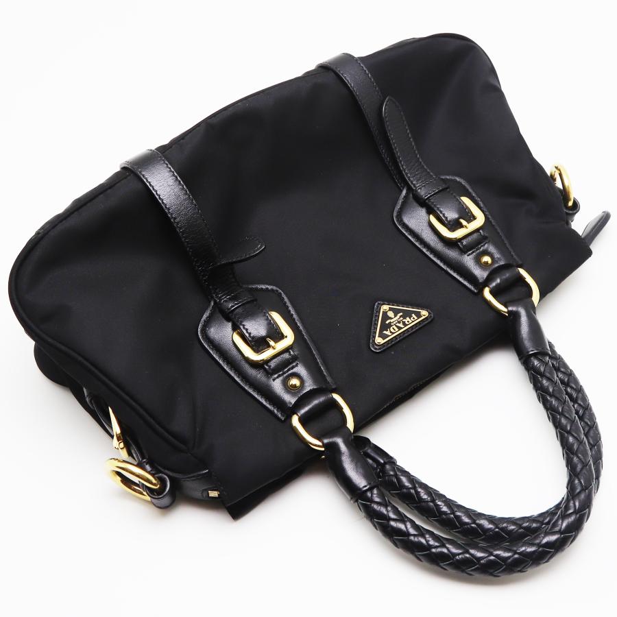 PRADA 中古品 プラダ ショルダーバッグ ナイロン レザー 三角ロゴ 
