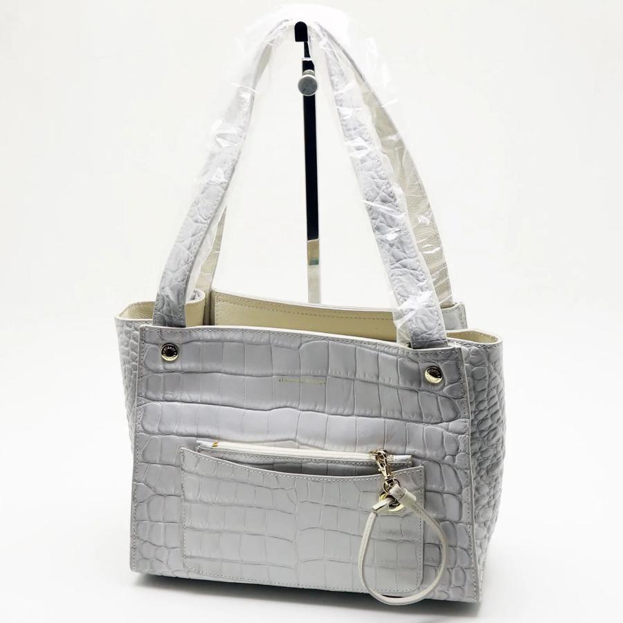 *新品未使用* LEATHER JEWELS 2way ハンドバッグ クロコ型押 未使用品 LEATHER JEWELS ショルダーバッグ オフホワイト クロコ型押し