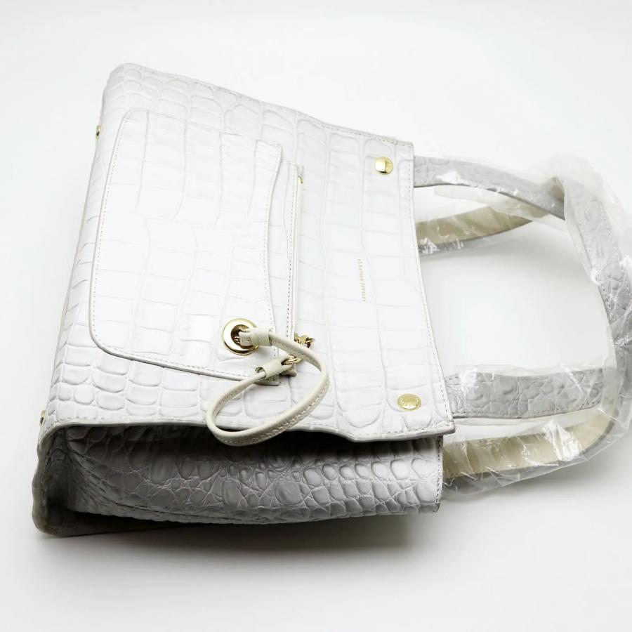 未使用品 LEATHER JEWELS ショルダーバッグ オフホワイト クロコ型押し