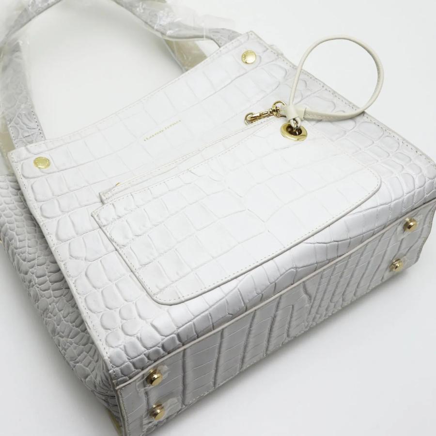 未使用品 LEATHER JEWELS ショルダーバッグ オフホワイト クロコ型押し 