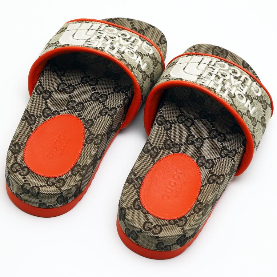 新品✨グッチノースフェイス　コラボ　サンダル　スライドサンダル　GG　オレンジ GUCCI（グッチ） 新品 GUCCI×THE NORTH FACE GGスライド サンダル