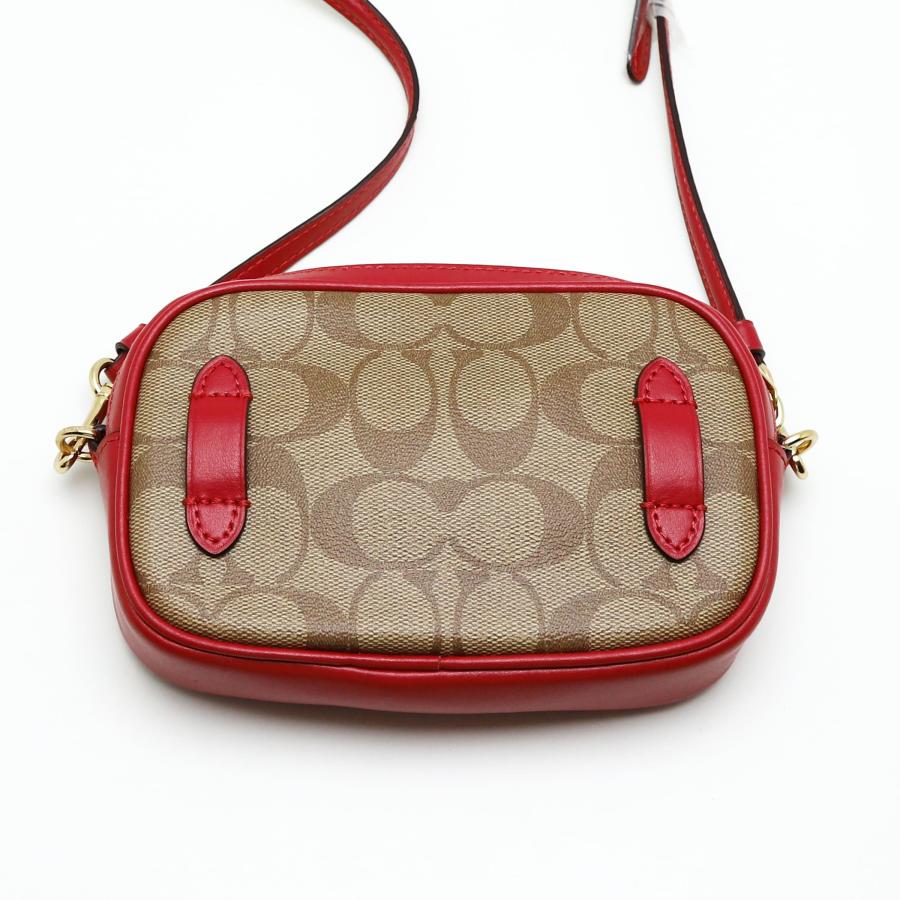COACH（コーチ） 中古品 シグネチャー ショルダーバッグ カーキ レッド 