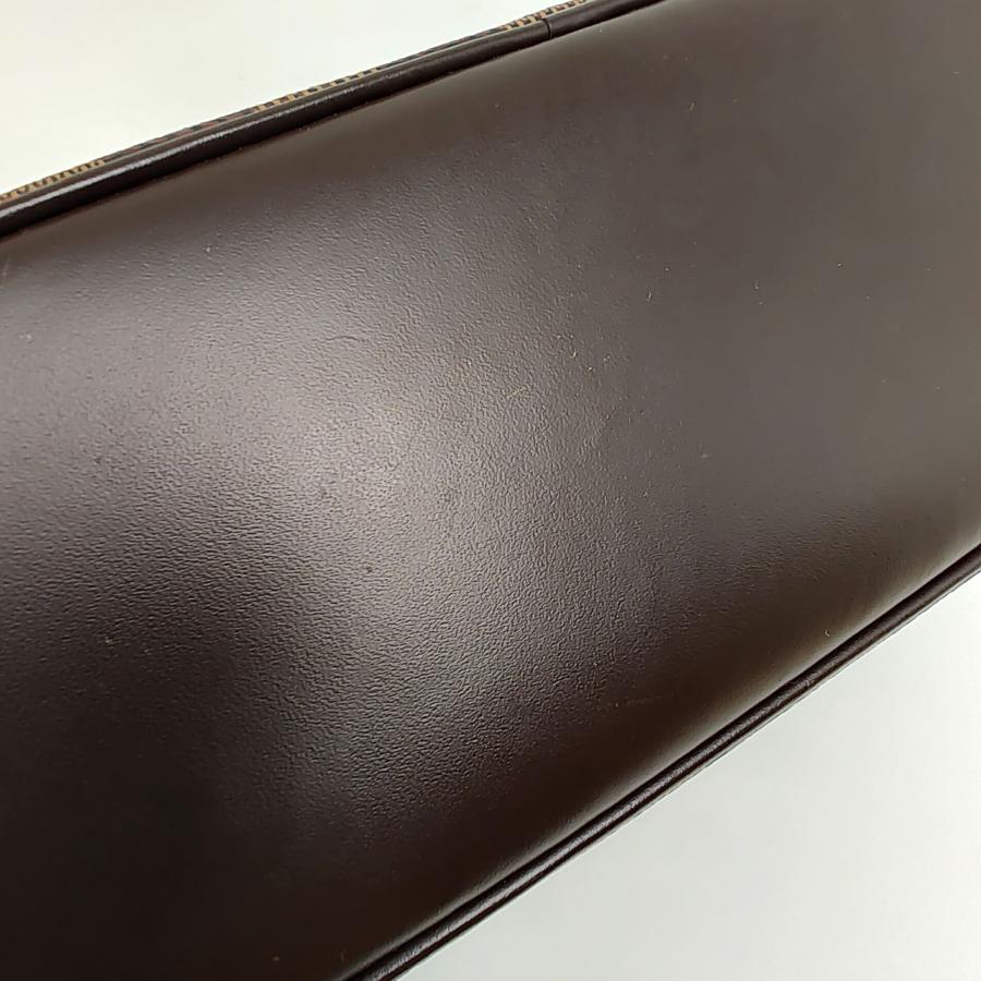 中古品　ルイヴィトン　ダミエ　サリア・ミニ　ハンドバッグ　エベヌ　PVC　レザー　ゴールド金具　 N51286