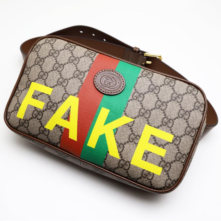GUCCI 中古品 グッチ GGスプリーム FAKE NOT ボディショルダーバッグ