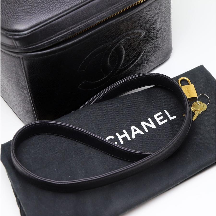 CHANEL 中古品 シャネル バニティバッグ キャビアスキン ココマーク 