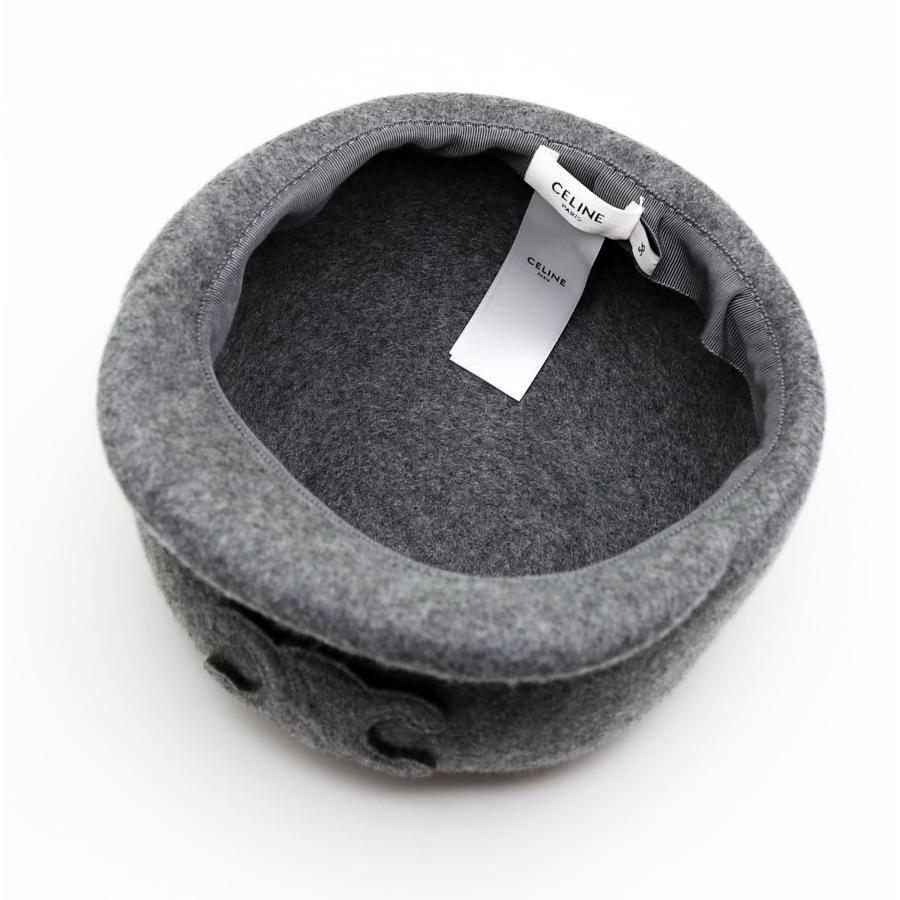 TRIOMPHE 中古品 セリーヌ トリオンフ キャップ ライトグレー ウール