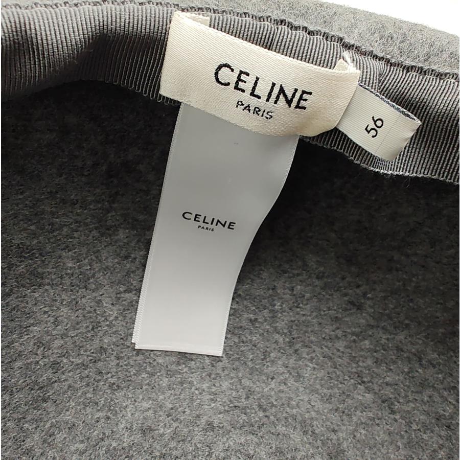 TRIOMPHE 中古品 セリーヌ トリオンフ キャップ ライトグレー ウール