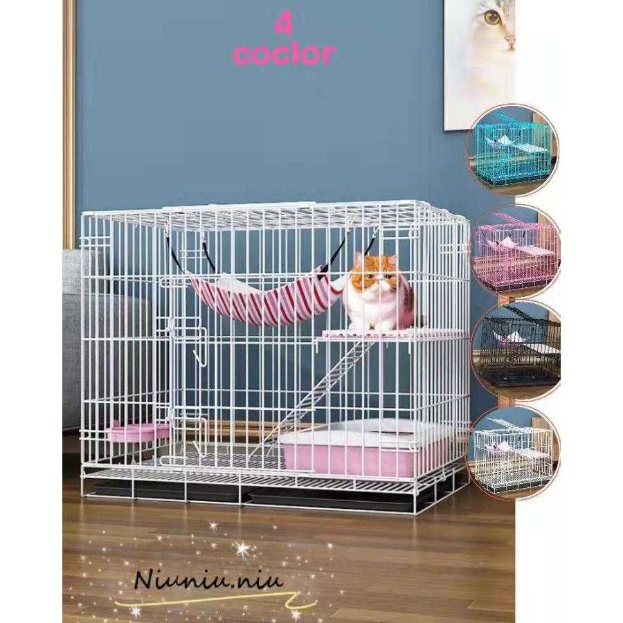 猫 ケージ 2段 キャットゲージ スリム コンパクト ケージ飼い 脱走防止 ハンモック付 子猫 猫ケージ キャスター 2匹 ペット 5 Off