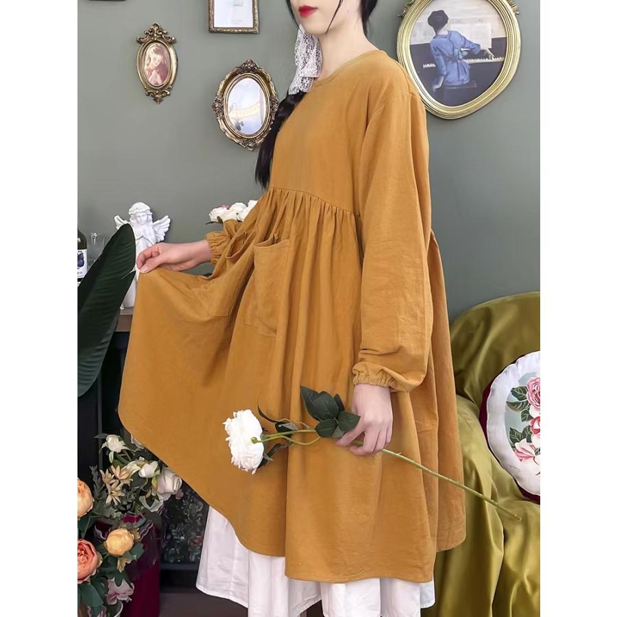 エプロン 大人用 割烹着 ロング 長袖 ポケット付き 手拭きタオル付き