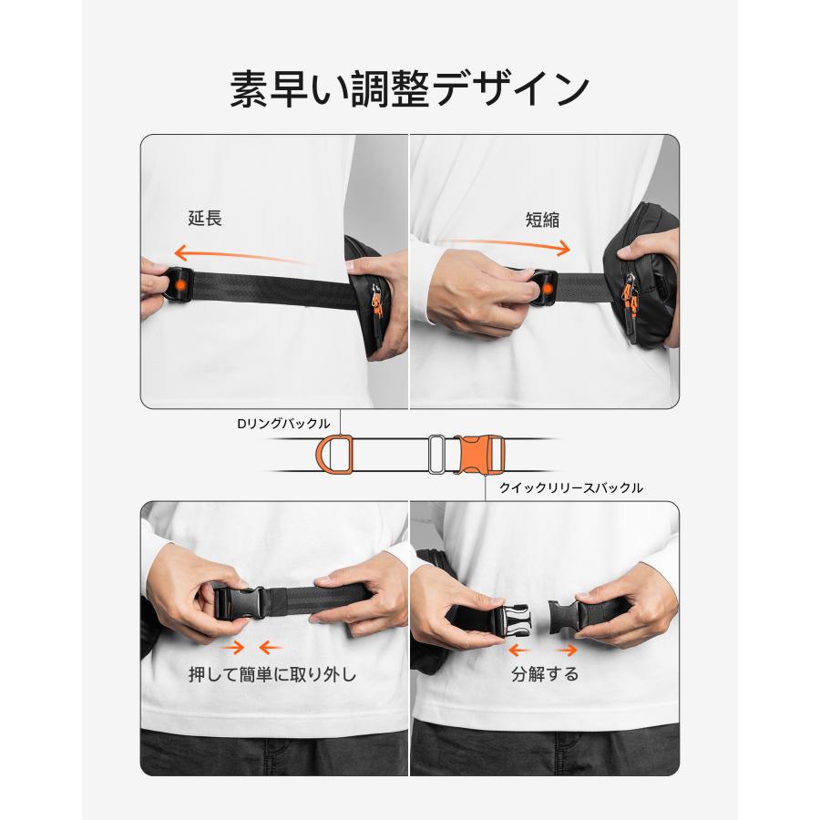 Inateck ウエストポーチ ショルダーバッグ RFIDブロッキング付き 2WAY ボディバッグ メンズ レディース コンパクト 撥水 小さめ 軽量 作業用 仕事用 美容師 | Inateck | 02