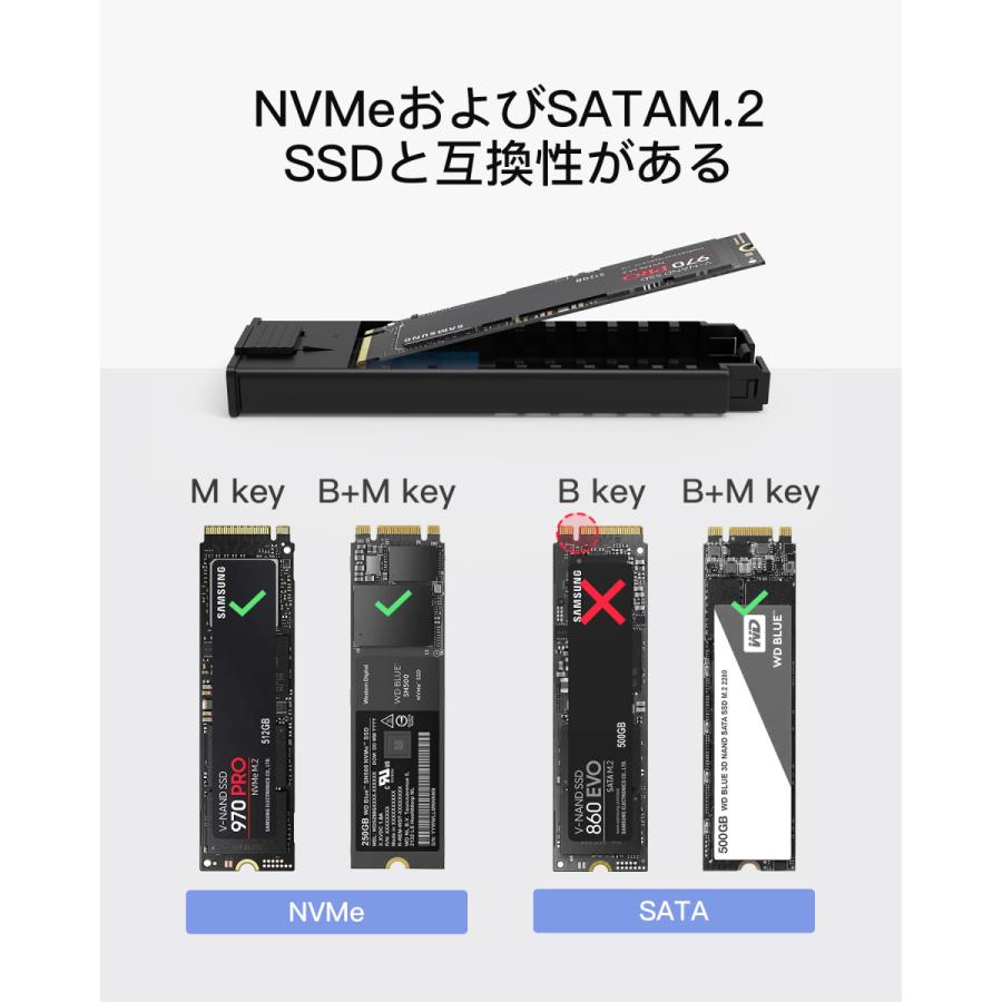 M.2 SSD ケース USB3.2 Gen2 NVMe SATA SSD NVMe M-Key 対応 アルミ筐体 超高速転送 USB A-C