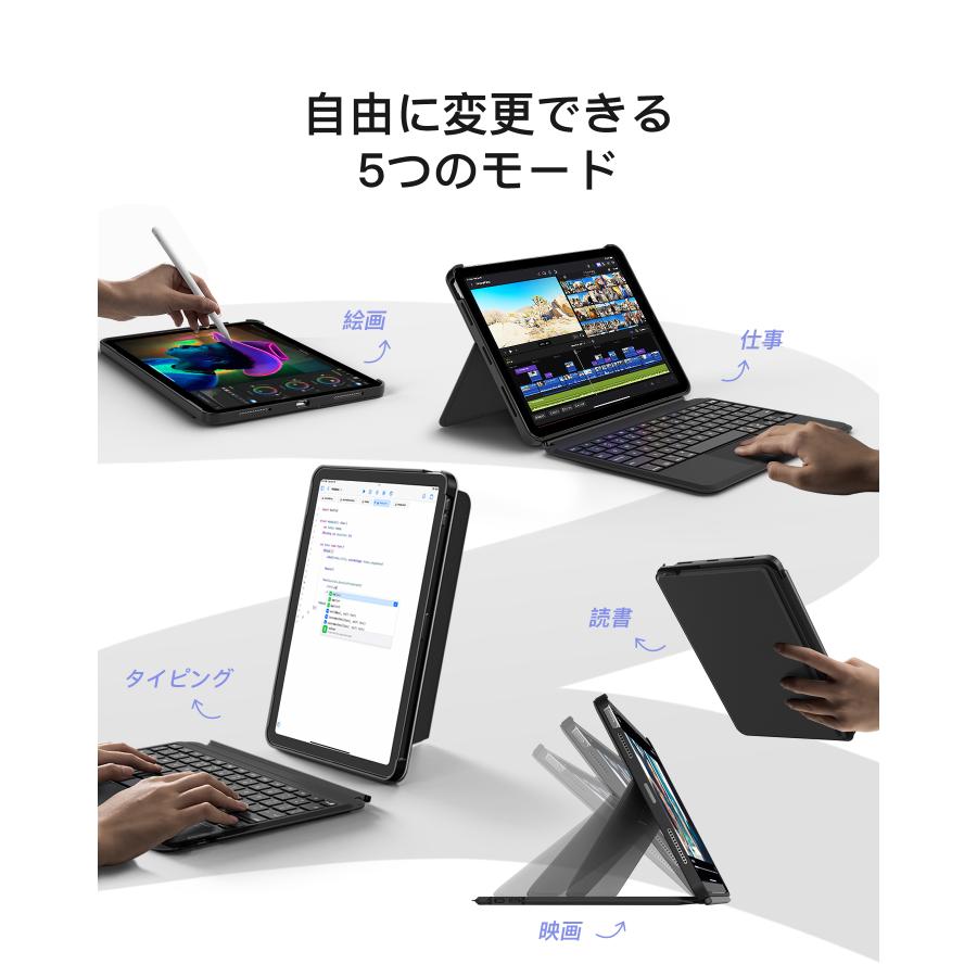 Inateck [横/縦置き対応] iPad キーボード ケース Bluetooth Air