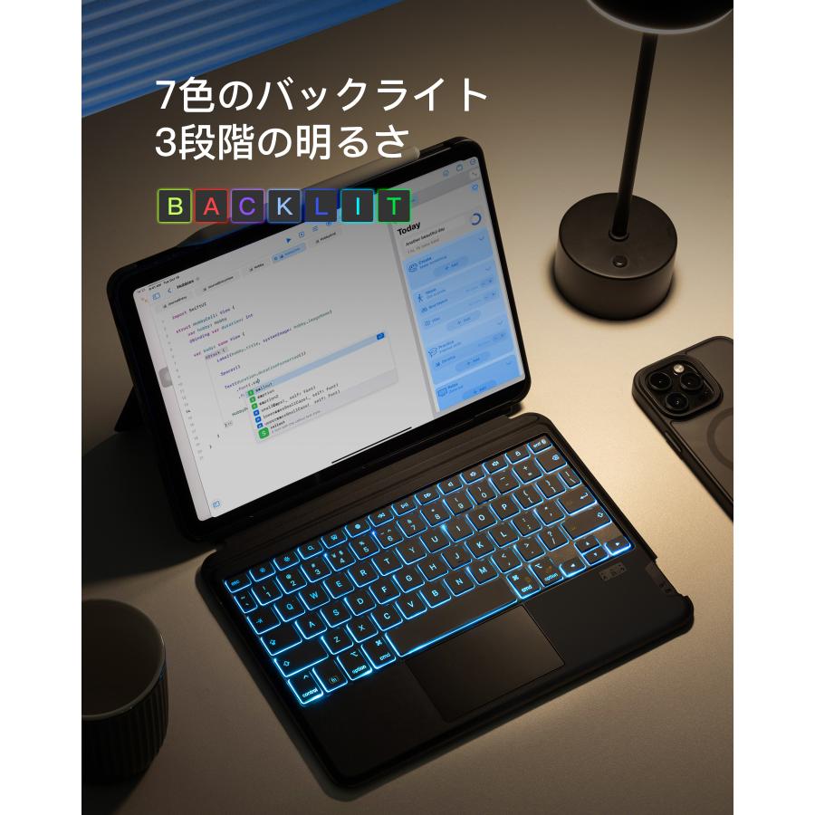 [横/縦置き対応] iPad キーボード ケース Bluetooth iPad Air 5/4 10.9インチ iPad Pro 11インチ 4/3/2/1 分離式 着脱式 タッチパッド バックライト 技適｜inateck｜07