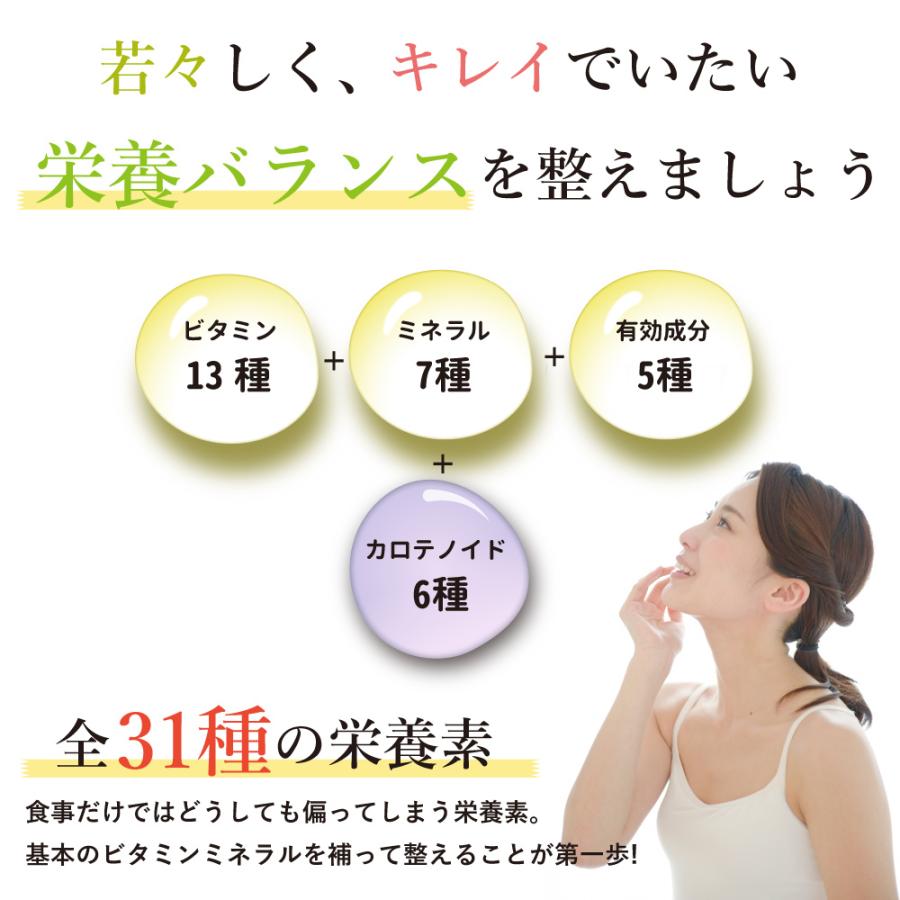 ビタミン ミネラル 栄養機能食品 30種の栄養素 健康 サプリメント 人気 おすすめ 元気 ポリフェノール ルテイン 国産 スーパーナイスパック 30パック入｜inatura｜02