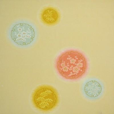 風呂敷 ふろしき 京ちりめん 二巾 約68cm ボカシ四君子 黄色 M81#301 