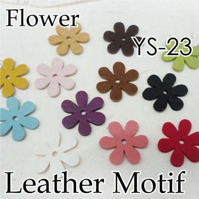 本革の絵画 革絵(かわえ) 「花」 革ブローチ