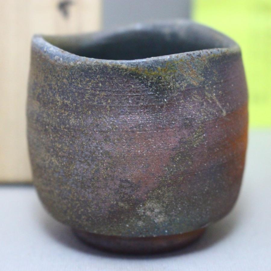 備前焼 小野田瑞穂 作 酒呑 ぐい呑 ぐいのみ 酒器 カセ胡麻 桐箱 新品  