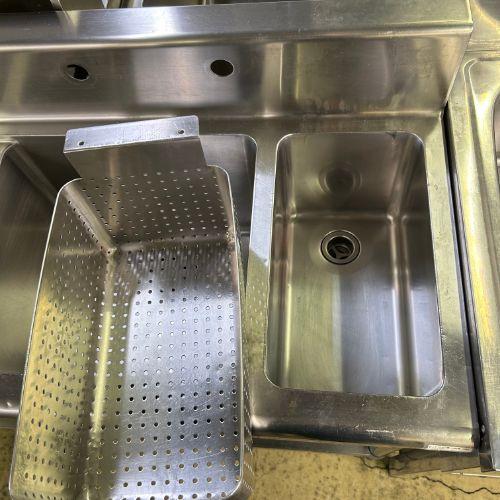 二槽シンク ダスト付き BGあり 業務用 中古/送料別途見積 : 業務用厨房