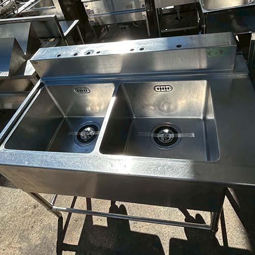二槽ソイルドシンク(引っ掛け右) BGあり 業務用 中古/送料別途見積 